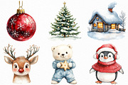 Cute Christmas watercolor clipart, an Illustration by Craft Nest (Thumbnail 5 of 6)