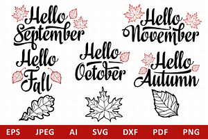 Hello Fall Lettering Mini Bundle Svg