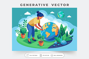 An isometric illustration of a woman, a Graphic by Iftikhar Alam