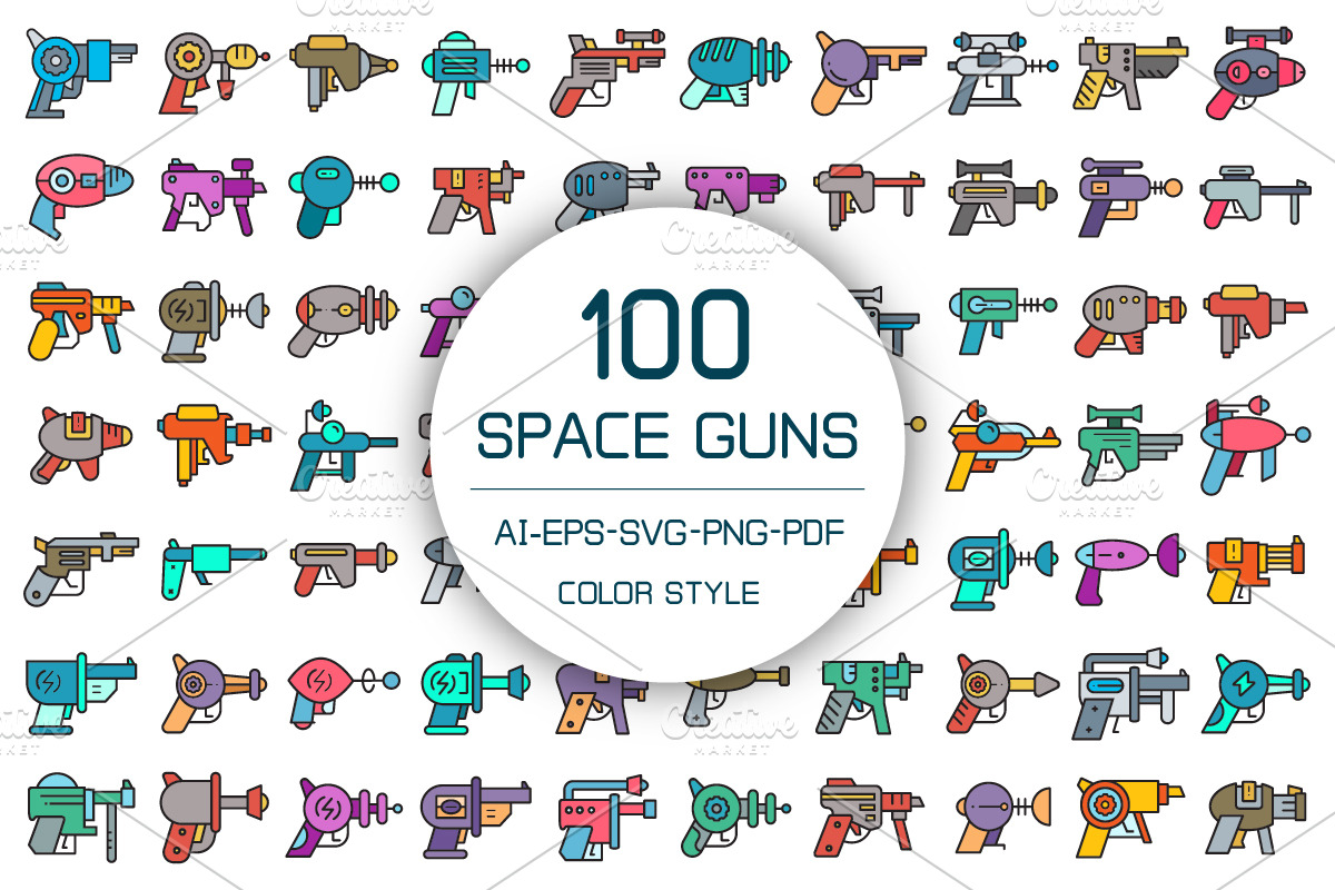 Futuristic Gun, Space Blaster Icons, an Icon by Designfour (Photo 1 of 5)