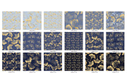 Blue & Gold Ginkgo Digital Paper, a Pattern Graphic by Digital Curio (Thumbnail 5 of 5)