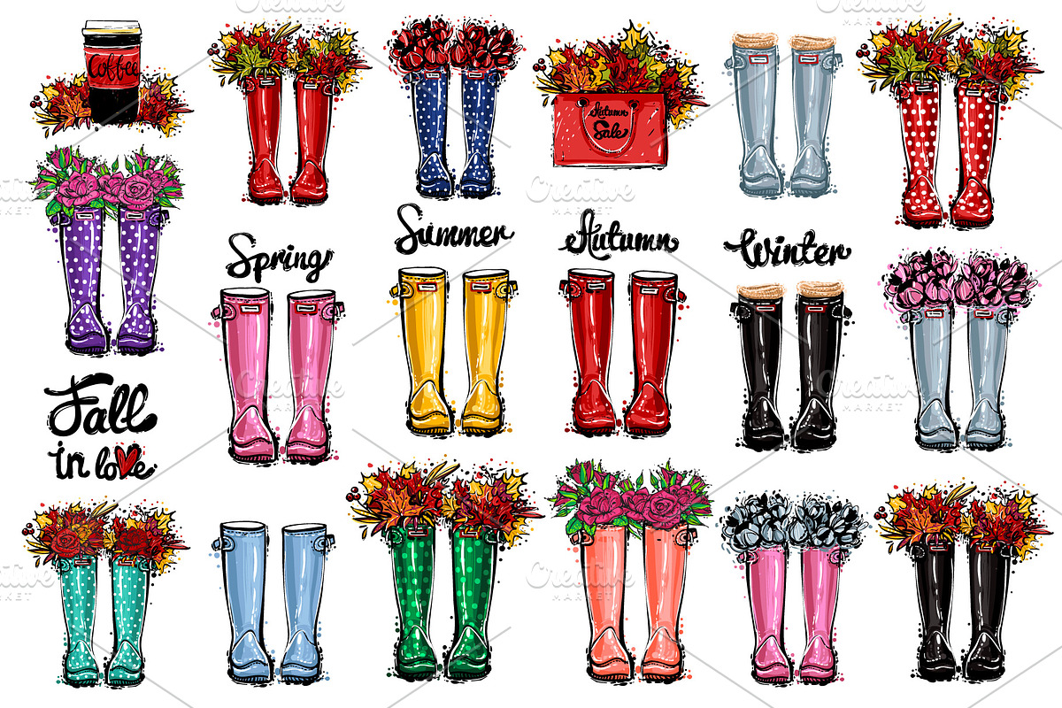 Wellies Boots Fashion Illustration, an Illustration by Sopelkin (Photo 2 of 5)