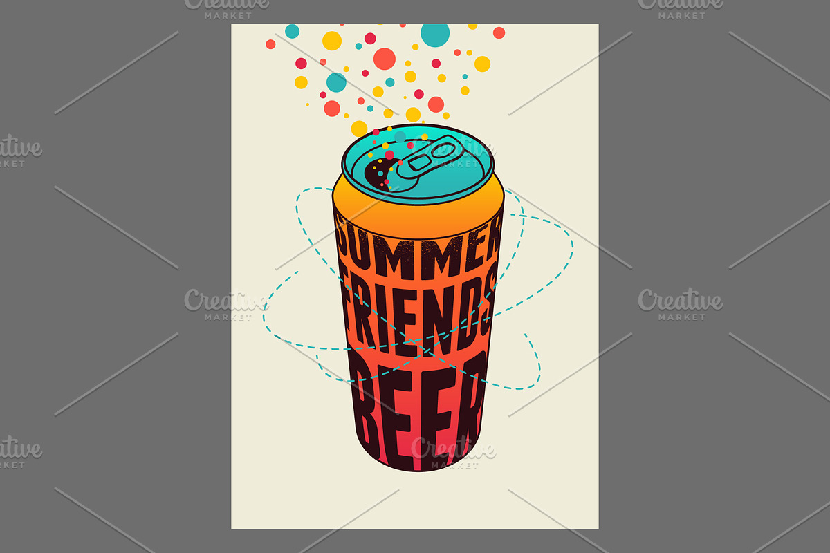 Summer Beer retro vector poster set, a Food Illustration by PoPaShop (Photo 9 of 12)