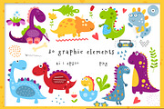 Dinosaur clipart & patterns bundle, an Animal Illustration by Nursery Art (Thumbnail 5 of 10)