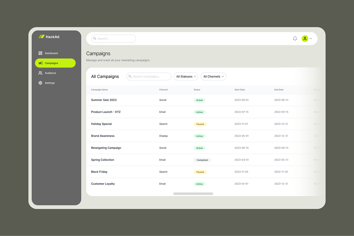 Dashboard Marketing Campaign Template preview 3