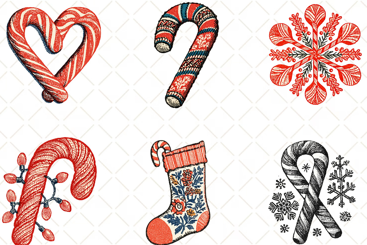 Cozy Winter Candy Cane Clipart, an Illustration by Black Bird Studio (Photo 4 of 6)