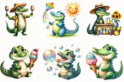 Watercolor Summer Crocodile Clipart, an Illustration by OK Design (Thumbnail 3 of 5)