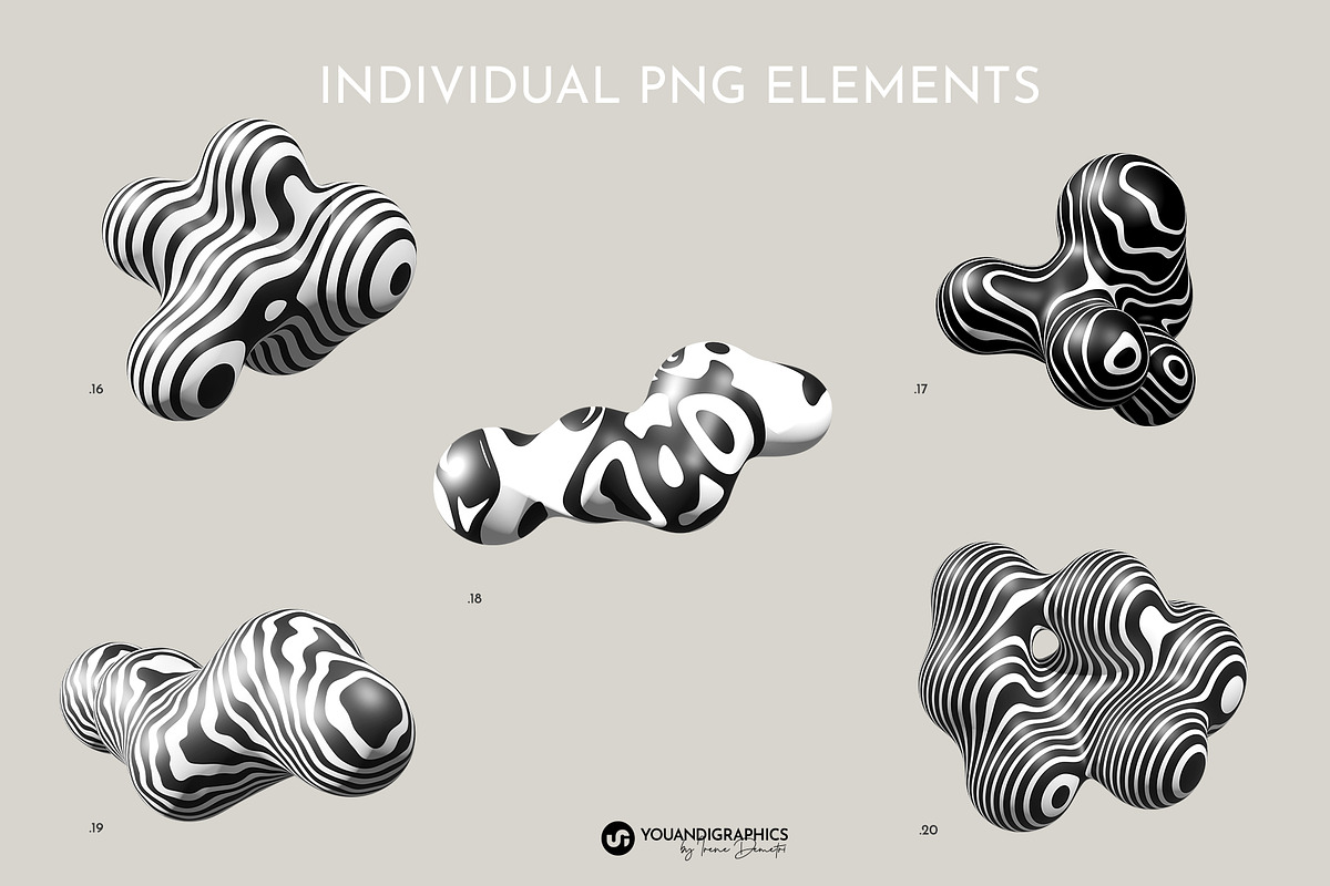 Puffy Abstract 3D Graphics Shapes, an Object Graphic by Youandigraphics (Photo 12 of 15)