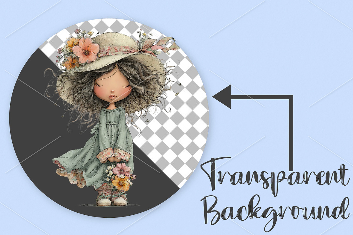 Whimsical Boho Spring Girl Clipart, an Illustration by Canvas Craft (Photo 2 of 7)