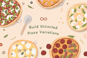 Pizza Builder Kit – Illustrated, a Food Illustration by Jelena Sardi (Thumbnail 2 of 9)