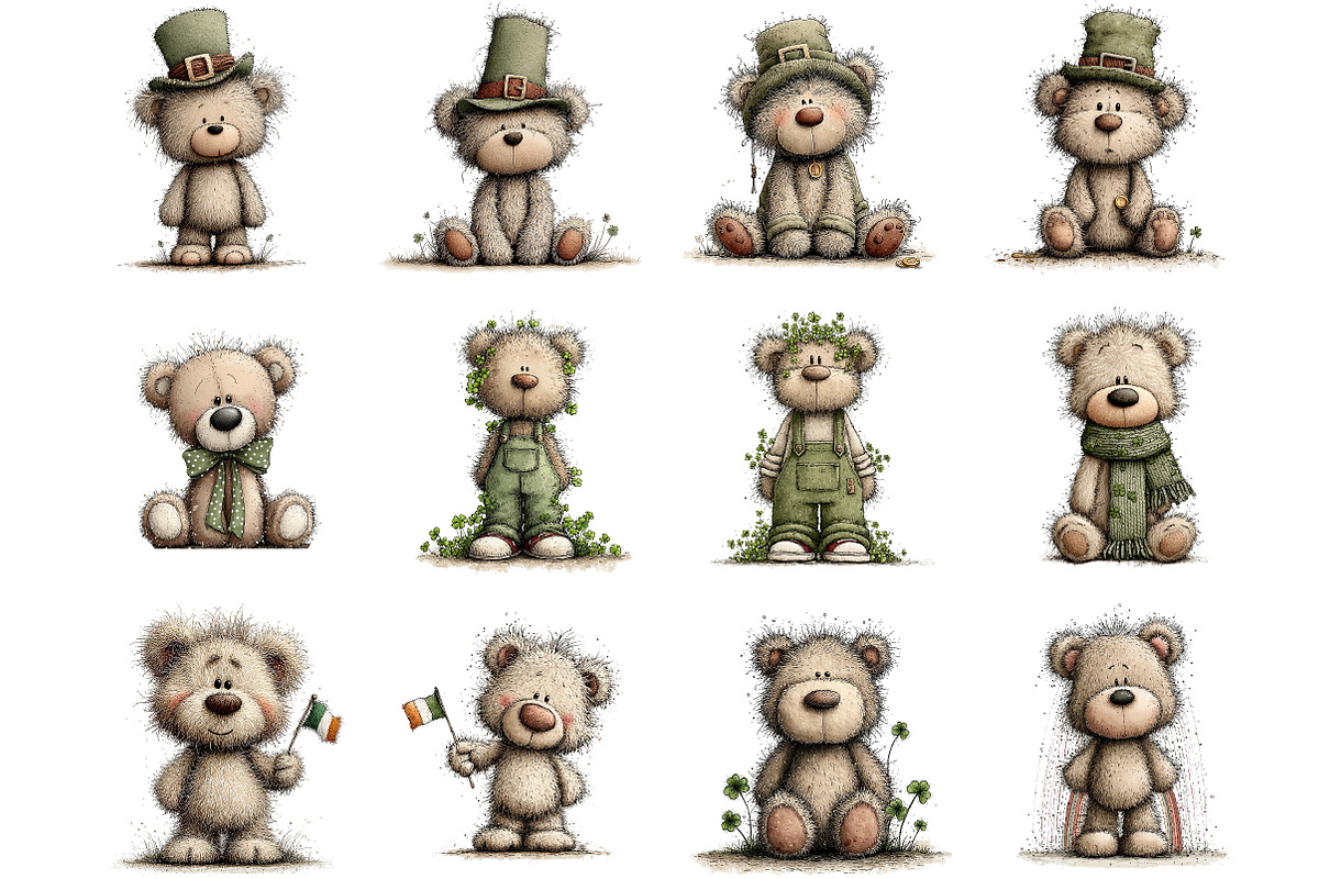 St. Patrick's Teddy Bear Clipart, an Illustration by DreamArtGraphic (Photo 3 of 4)