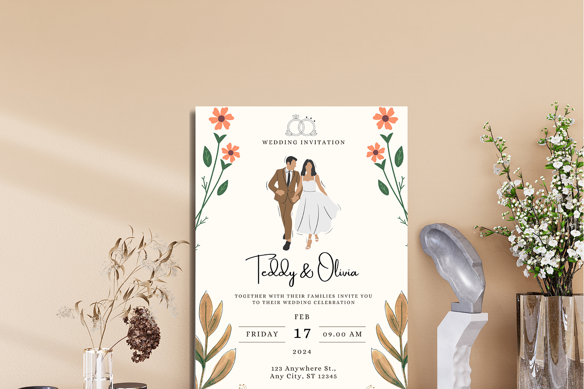 12 Simple Floral Wedding Invitations, an Invitation Template by WynterLife Studio (Photo 5 of 7)
