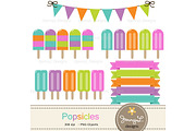 Popsicles Digital Papers & Cliparts, a Pattern Graphic by JennyL Designs (Thumbnail 2 of 5)