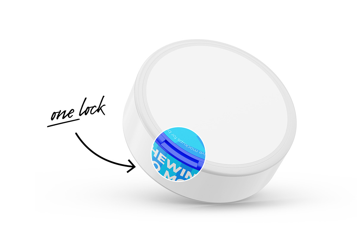 Snus Chewing Tobacco one lock 4 PSD, a Packaging Mockup by easymock 2 (Photo 9 of 15)