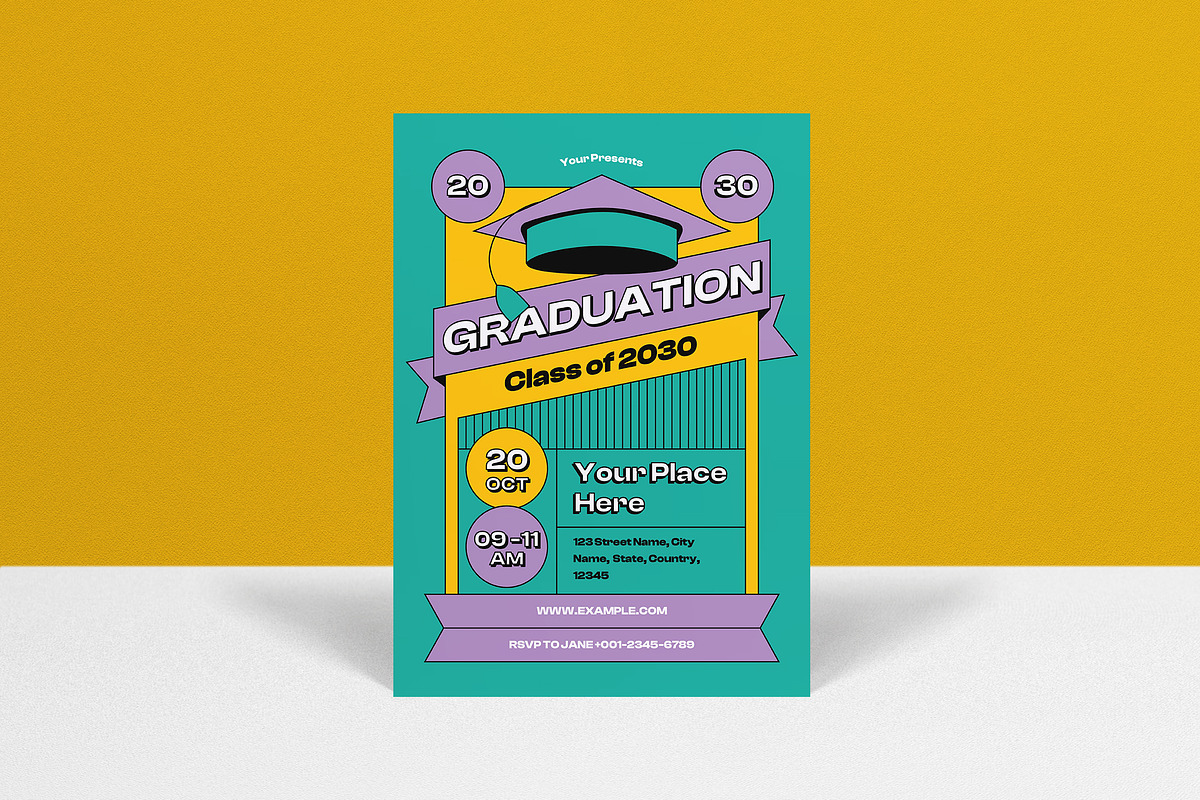 Flat Design Graduation Invitation, a Card Template by graphicook (Photo 1 of 3)