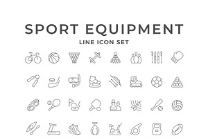 Set Line Icons Of Sport Equipment