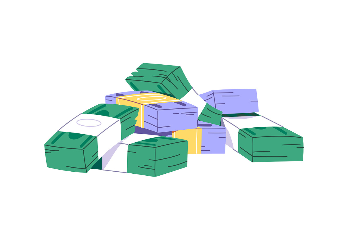 Cash money, coins set + backgrounds, a Finance Illustration by PaperTrident (Photo 5 of 12)