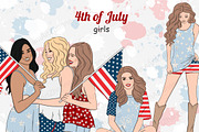 4th of July Girls Clipart, a Person Illustration by GlamArtZhanna (Thumbnail 1 of 4)