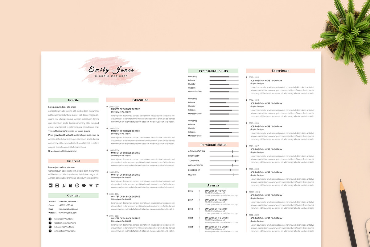 2 Page Resume & CoverLetter Template, a Resume Template by Showy68 Template (Photo 1 of 2)