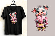 Quirky Valentine Pig Clipart, an Illustration by SVGArt (Thumbnail 5 of 8)