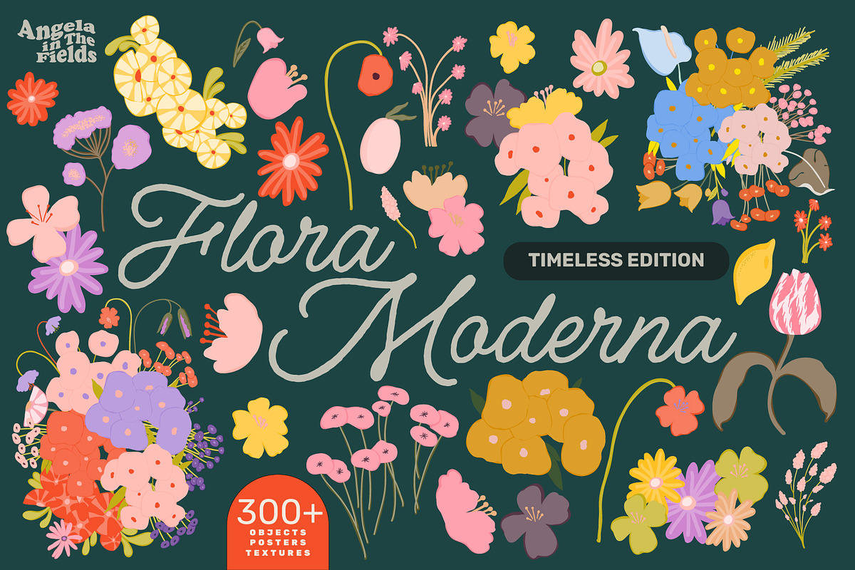 300+ Flora Moderna Vector Clipart, a Decorative Illustration by angelainthefields (Photo 1 of 23)