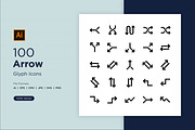100 Arrow Glyph icon Set, an Outline Icon by shahsoft (Thumbnail 1 of 8)
