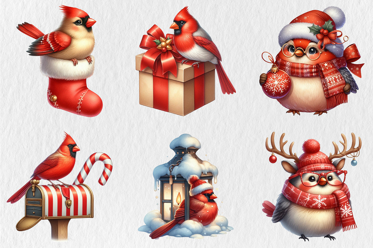 Christmas Cardinal Clipart Bundle, an Illustration by Rose Art (Photo 3 of 5)