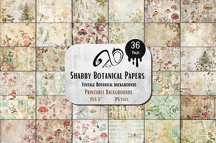 Shabby Botanical Papers, a Background Graphic by NiiiNArt