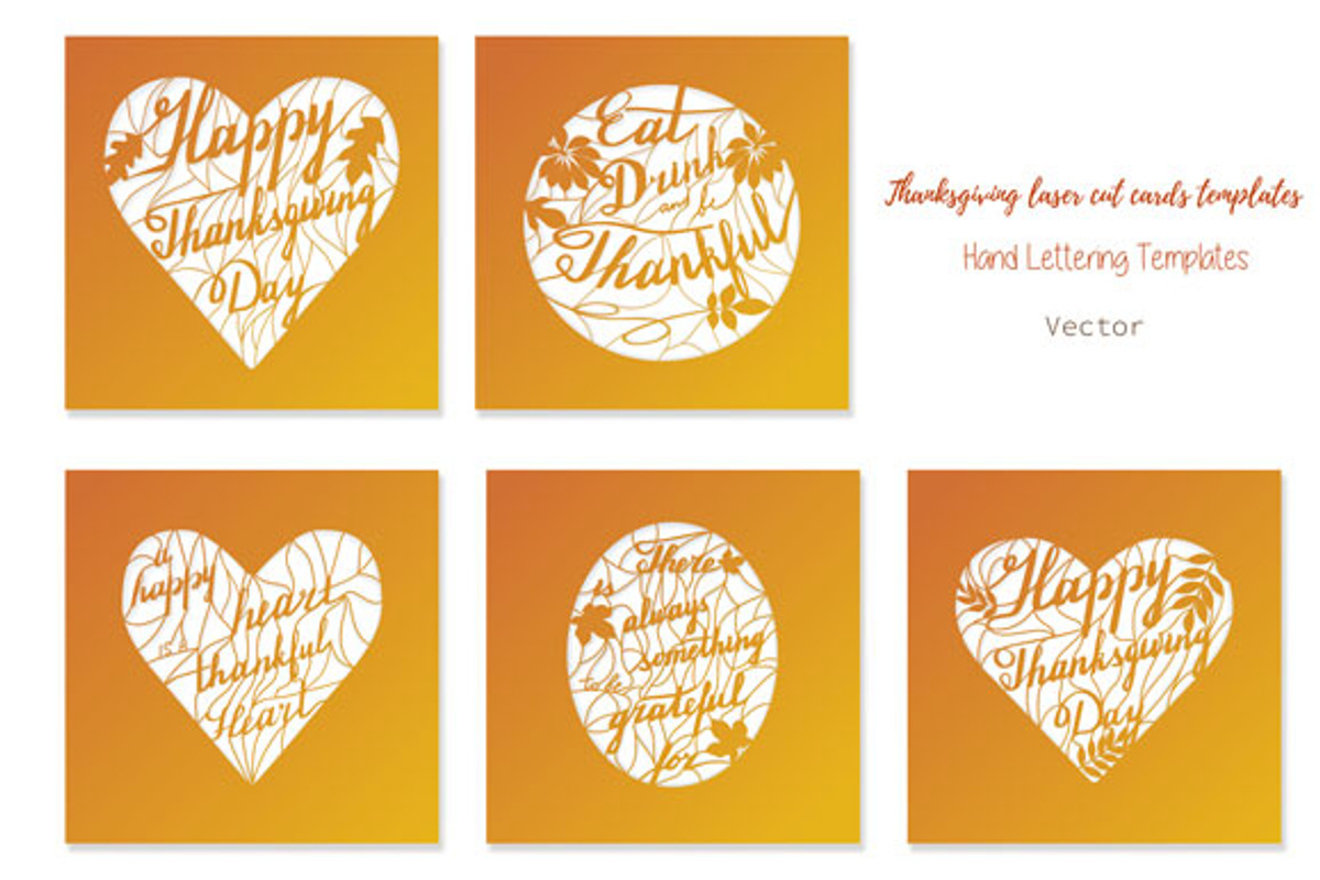 5 Thanksgiving laser cut templates, a Decorative Illustration by Sunshine Art Shop (Photo 1 of 6)