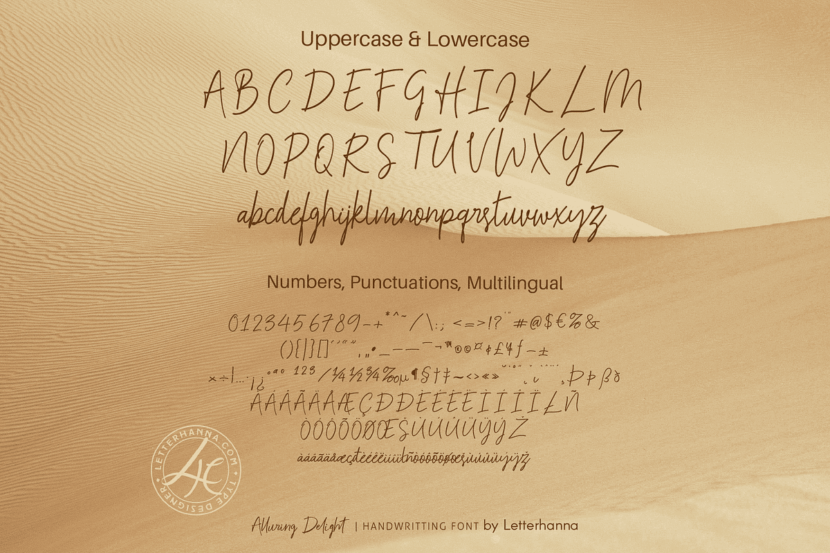 Alluring Delight Font, a Handwritten Font by Letterhanna Studio (Photo 12 of 13)