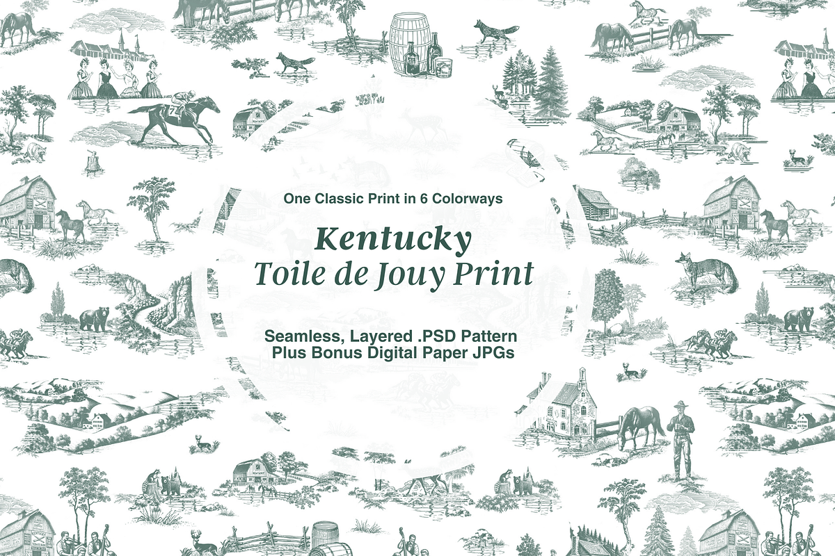 Kentucky Toile de Jouy Pattern, a Background Graphic by Hughes Studio (Photo 1 of 9)