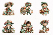 Whimsical Fall Little Boy Clipart, a Seasonal Illustration by fashionaddict (Thumbnail 2 of 7)