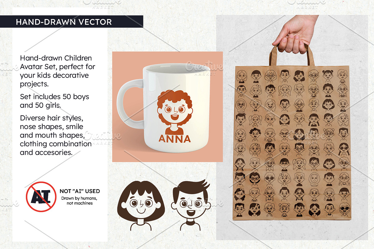 Kids Avatar Set, a Person Illustration by insemar (Photo 2 of 4)