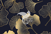 Blue & Gold Ginkgo Digital Paper, a Pattern Graphic by Digital Curio (Thumbnail 4 of 5)