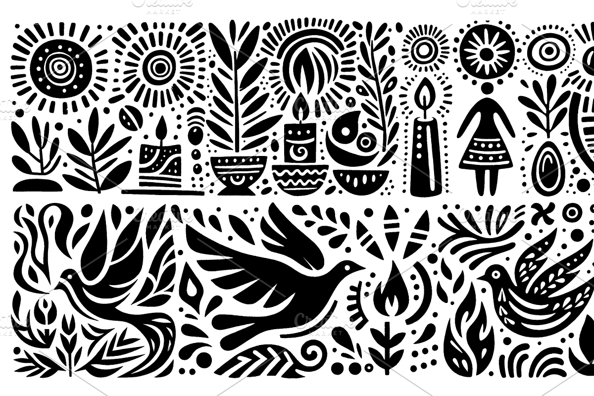Vintage Birds Folk Art, a Decorative Illustration by devastd (Photo 4 of 28)