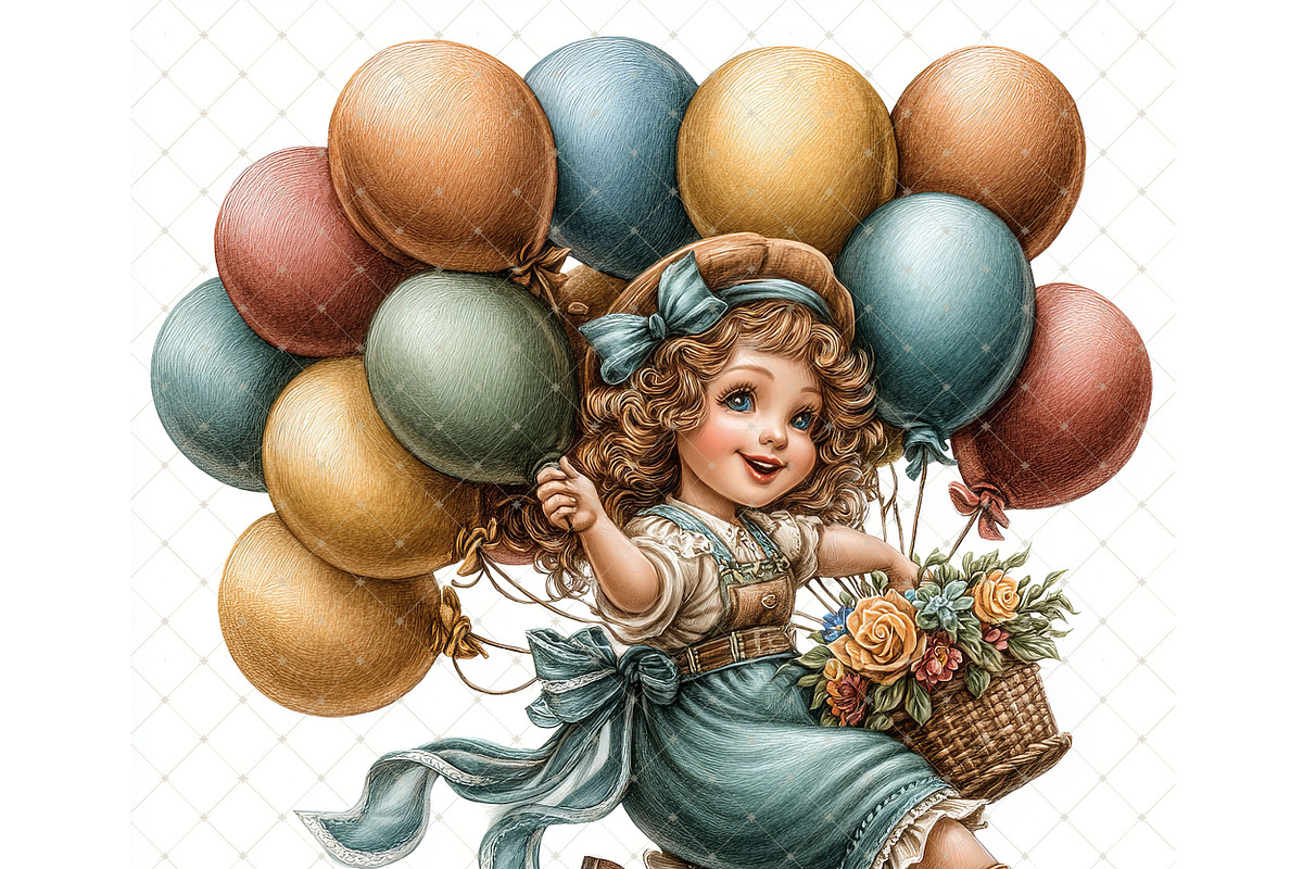 Balloon girl Clipart JPG, a Person Illustration by Memories By Lea (Photo 6 of 18)