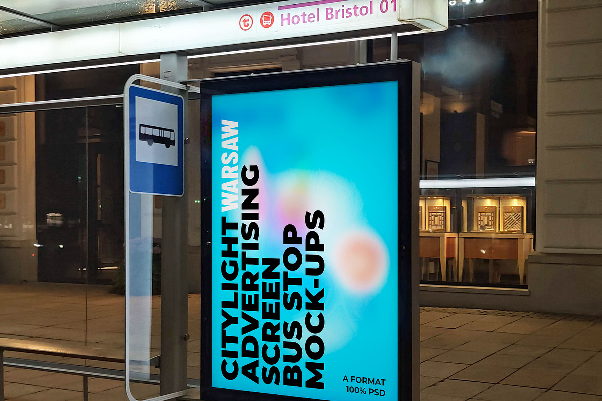 Warsaw Citylight Ad Bus Stop 7, an Advertising Mockup by Graphic Shelter (Photo 5 of 6)