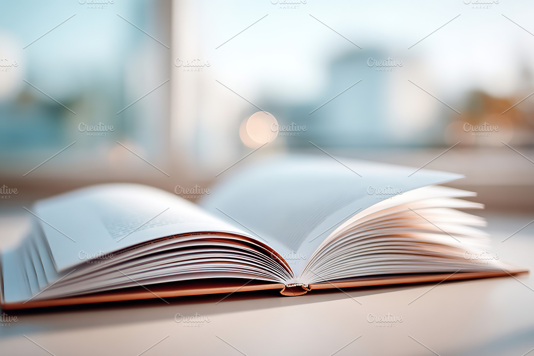 Close-up view of an open book with pages softly fluttering in a bright, sunlit, a Photo by AlyaAnd