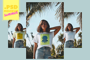 T-Shirt Mockup With Palm Trees, a Shirt Mockup by McLittle Stock