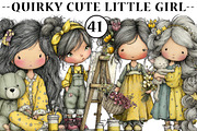 Quirky Cute Little Girl Clipart, an Illustration by CreationArt (Thumbnail 1 of 5)
