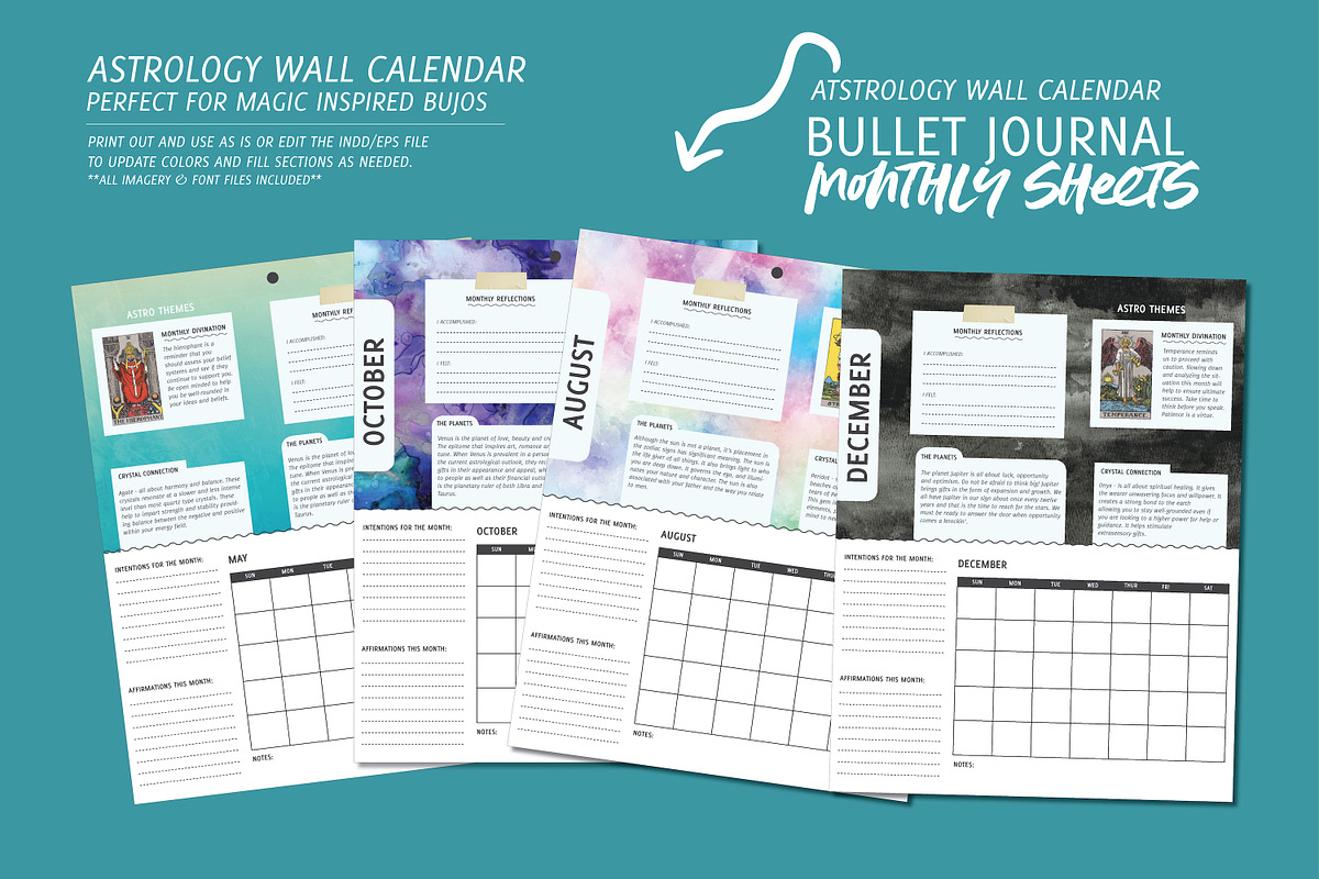 12 Month Astrology Wall Calendar, a Stationery Template by Bella+Sophia Creative (Photo 2 of 3)