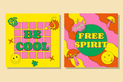 Set of Retro Groovy cards, an Illustration by T Bild (Thumbnail 3 of 3)