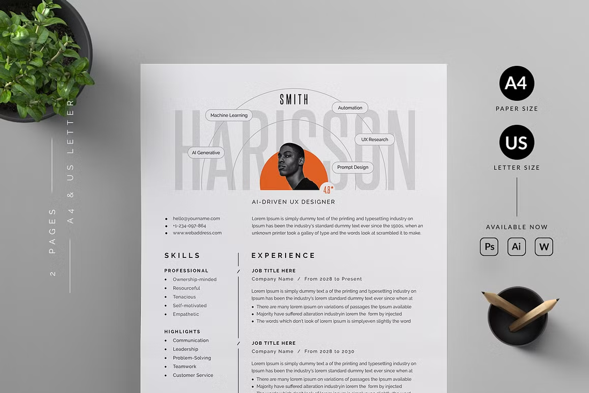 Resume/CV Bundle, a Resume Template by Reuix Studio (Photo 2 of 21)