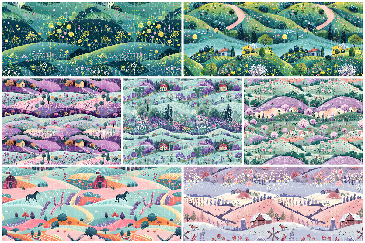 Happy Life Countryside Pattern, a Pattern Graphic by STUDIO CHOTI (Photo 4 of 9)
