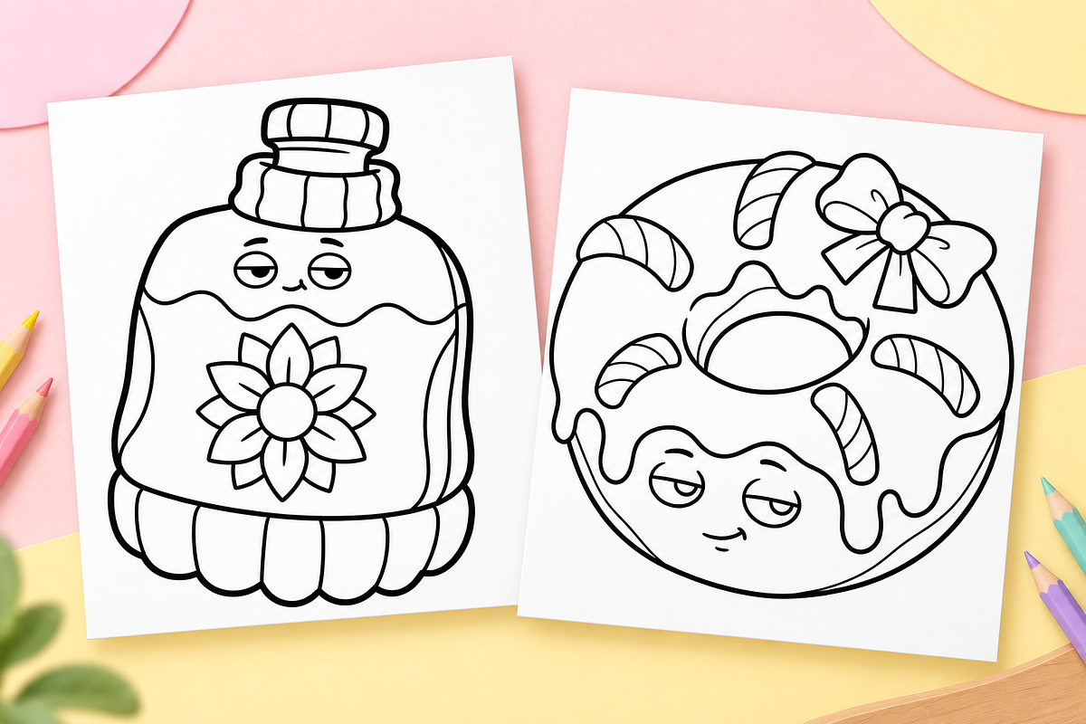 Christmas Coloring Pages for Kids #1, a Seasonal Illustration by Inkivelle Studio (Photo 2 of 3)