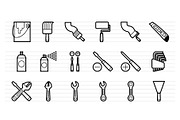 35 Hardware Tools Line Icons Set, an Icon by doghead (Thumbnail 2 of 3)