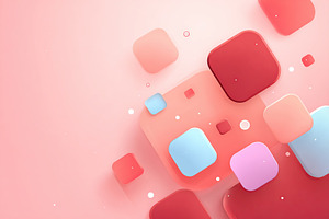 Colorful geometric shapes floating on a pink background create a vibrant abstra, a Photo by AlyaAnd