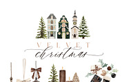 Watercolor Clipart-VELVET CHRISTMAS, a Decorative Illustration by Beigetime (Thumbnail 5 of 17)