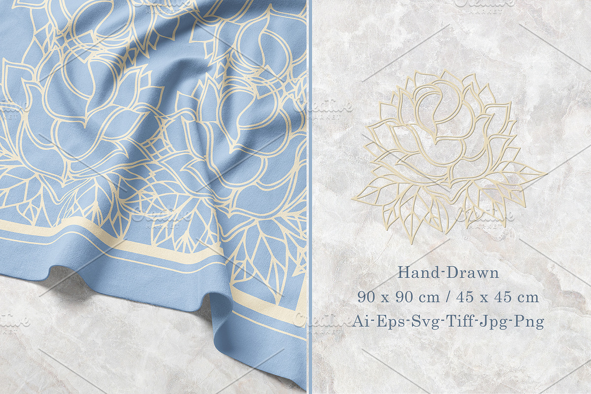 Sky Blue Art Nouveau Silk Scarf, an Object Graphic by ilustrinna (Photo 3 of 8)