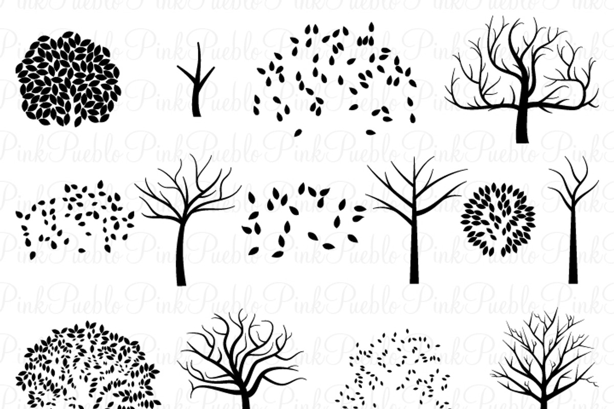 Tree Silhouettes Clipart & Vectors, an Illustration by PinkPueblo (Photo 2 of 2)
